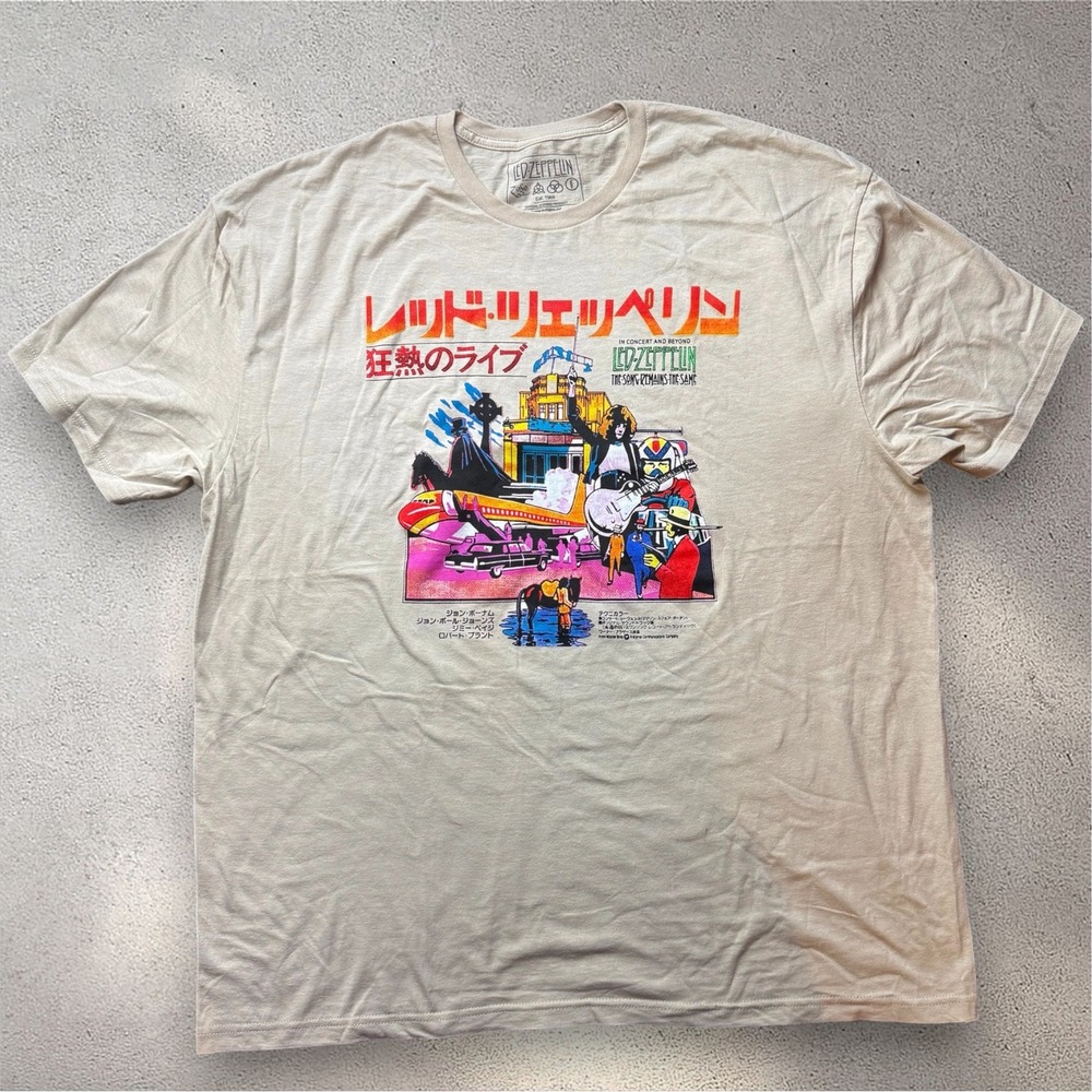Led Zeppelin Japanese Poster Graphic Tee Cream XXL The Song Remains The Same
